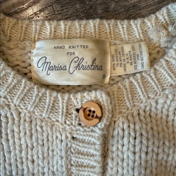Vintage Marisa Christina Cream Knit Zoo Animal Cardigan - S - Picture 4 of 5
